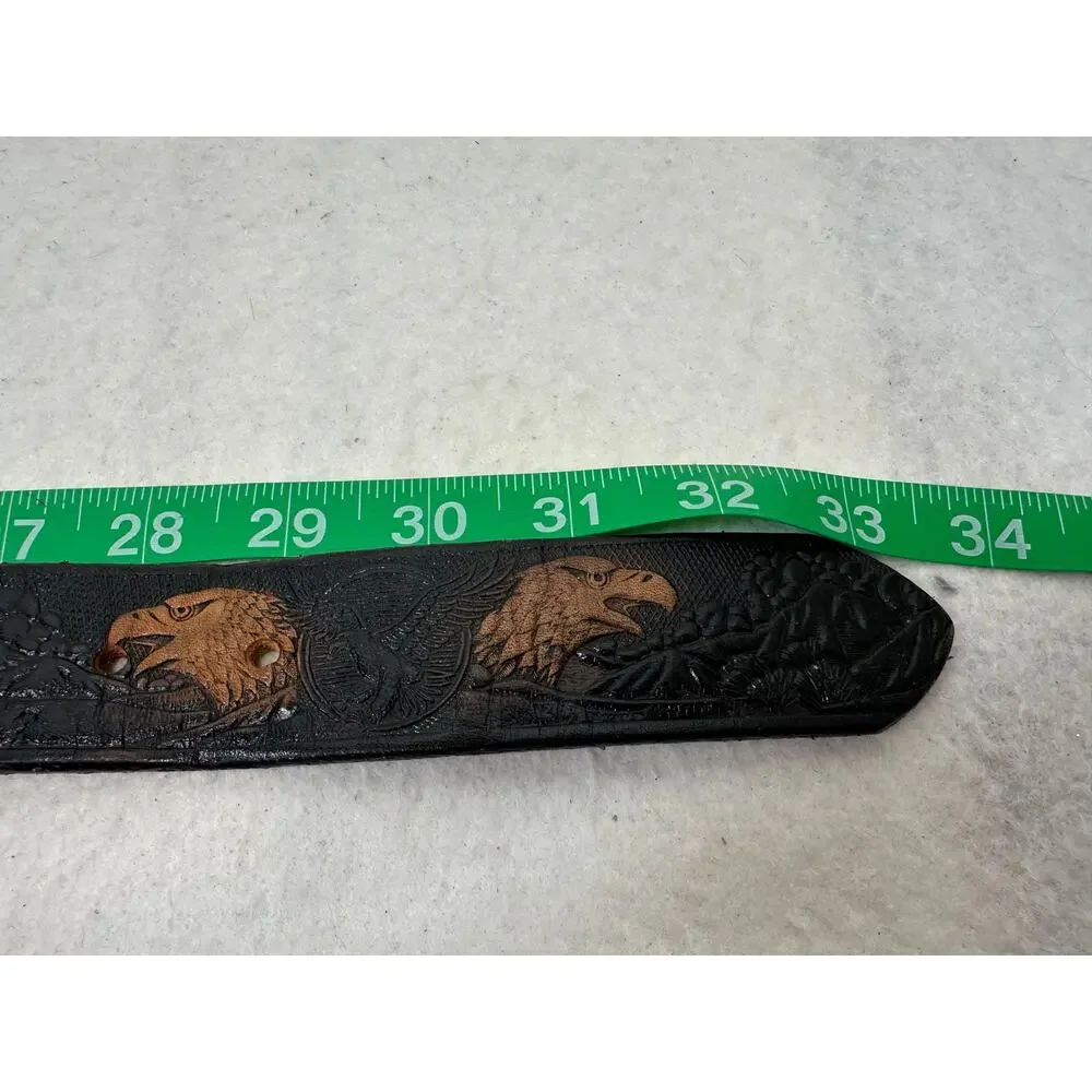 Eagle Tooled Vintage Leather Belt Men's SZ Small